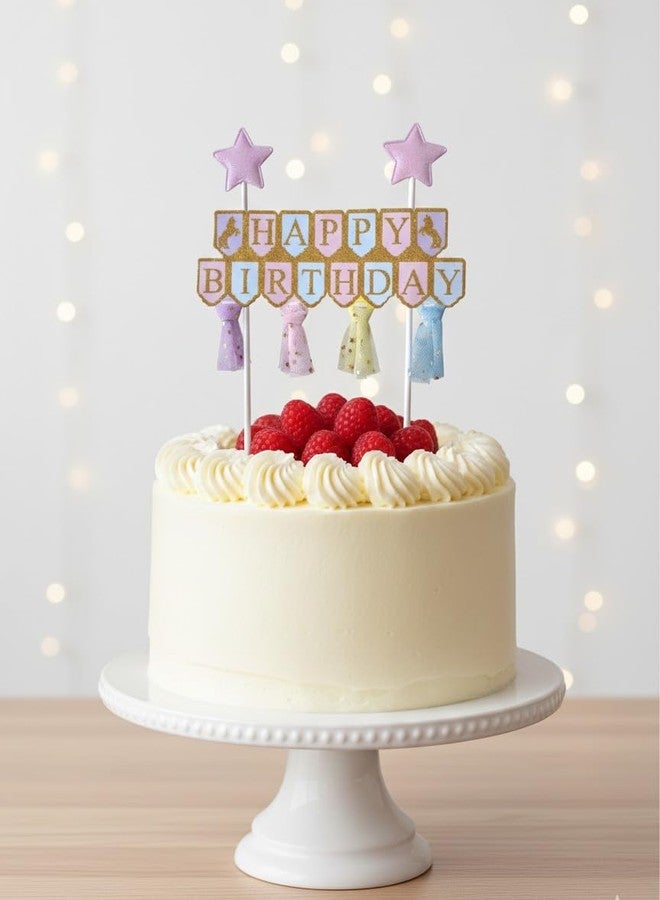 FI - FLICK IN 1 Pc Happy Birthday Cake Topper Birthday Decorations Items Multicolor Alphabet Cardstock Banner With Ribbon For Kids (Pack of 1, Multi) - Image 2